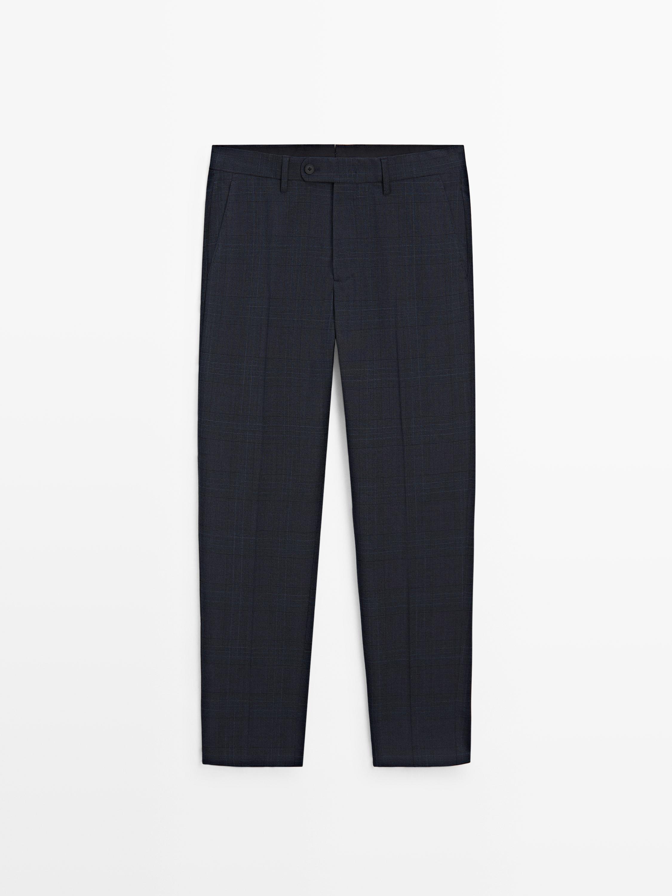 Pantalon de costume à carreaux en laine froide